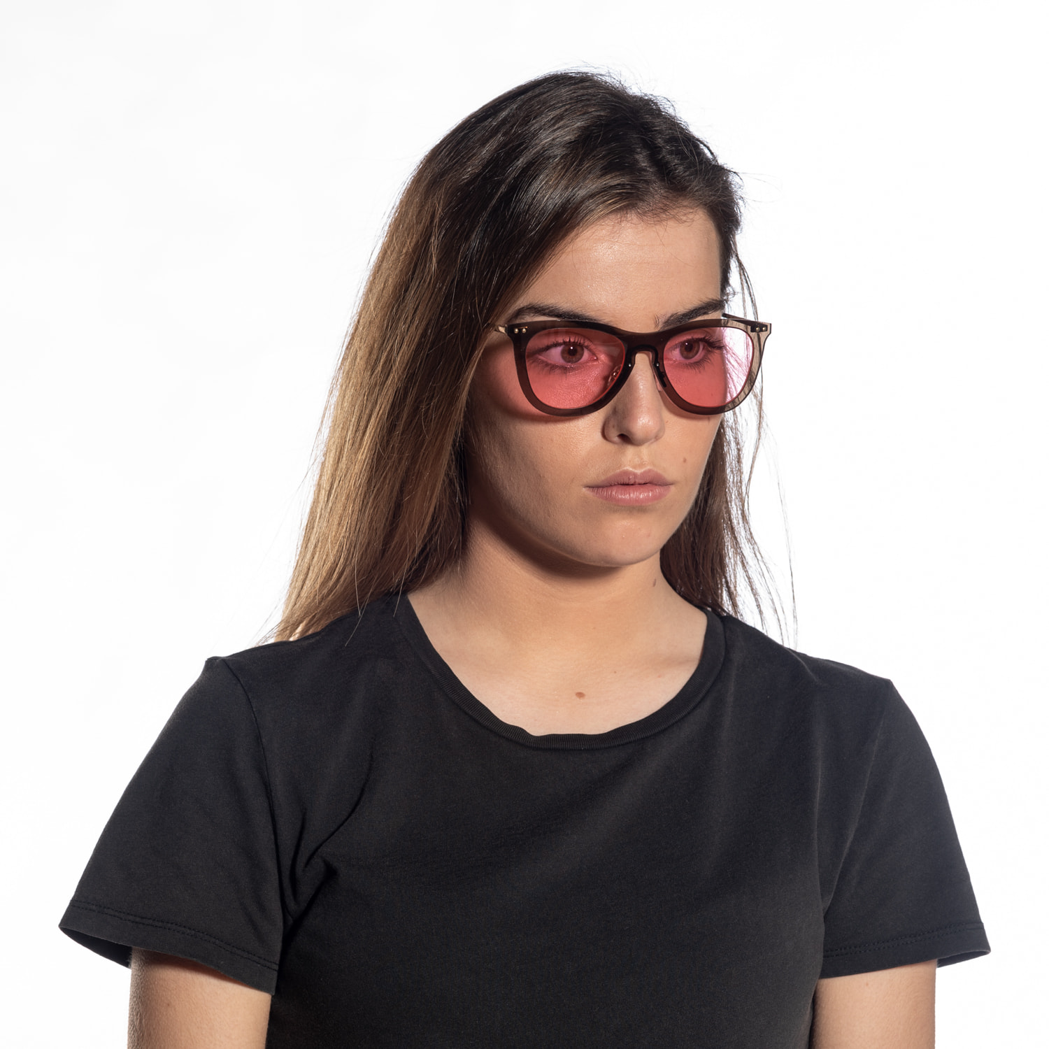 Gafas de sol PALO ALTO ARLES - Marrón transparente / De espejo rosa transparente y patillas de metal dorado
