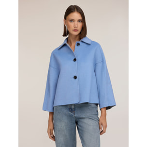 Motivi - Cappotto reversibile in double misto lana - Azzurro