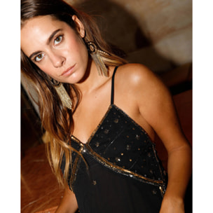 Pendientes colgantes de acero con cadenas doradas y plateadas