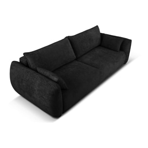 Canapé convertible avec coffre de rangement "Matera" 3 places en chenille noir