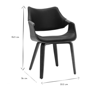 Chaises noires et bois foncé noyer (lot de 2) SEVAN