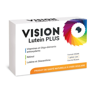 NUTRI EXPERT - Vision Lutein Plus - Améliore l'acuité visuelle nocturne - Protège les cellules du stress oxydatif - Vegan - Sans Gluten - Sans Lactose - Cure 30 jours