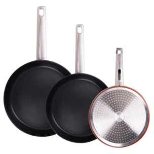 Juego de 3 Sartenes Ø24Ø28Ø30cm en Aluminio forjado AGROS San Ignacio