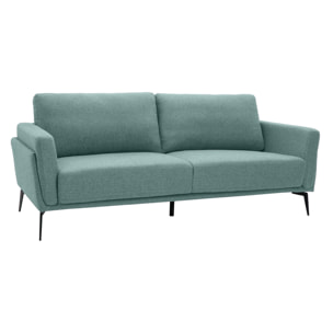 Canapé design 3 places en tissu vert de gris et métal noir MOSCO