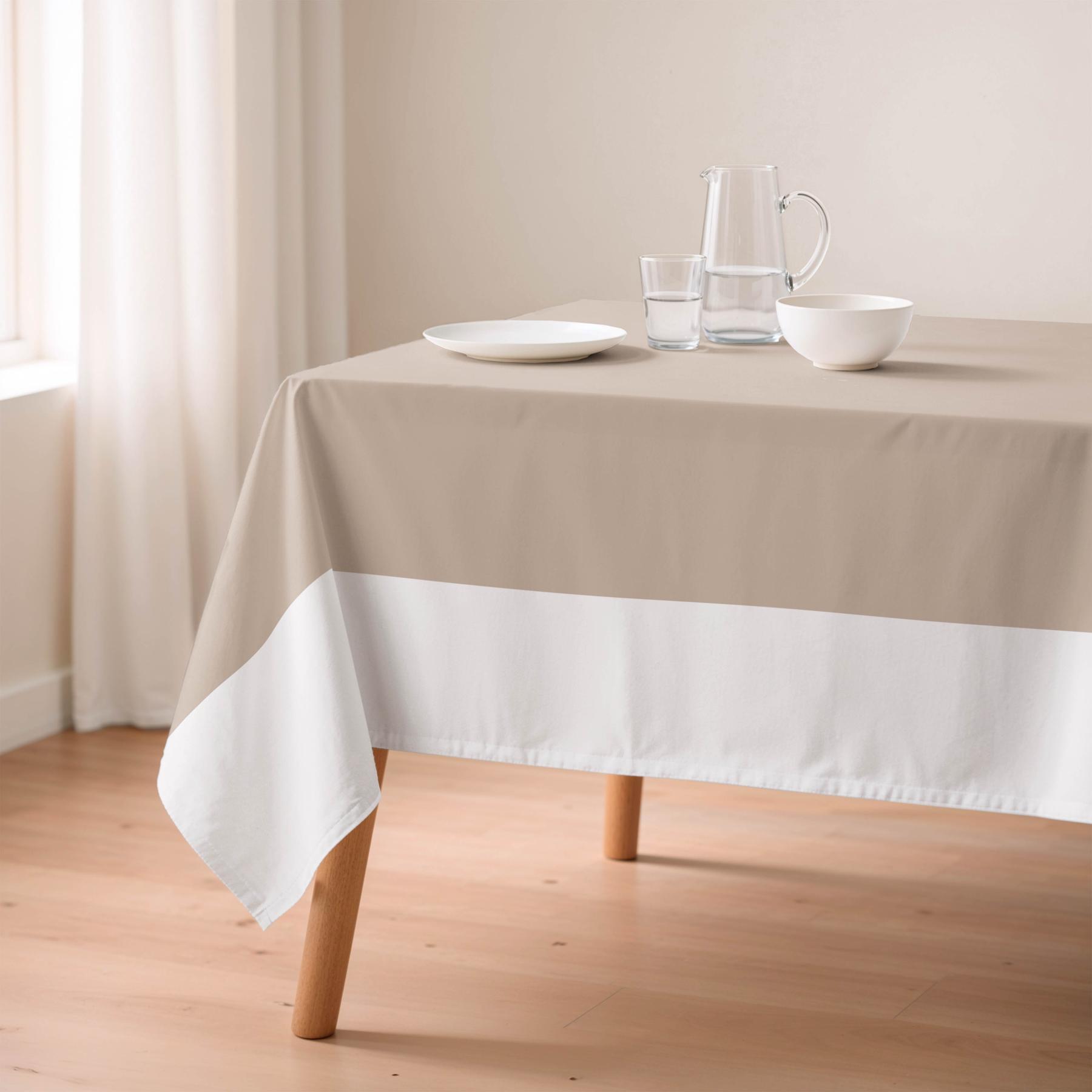 Nappe anti-taches DUO BEIGE - en 100 % coton