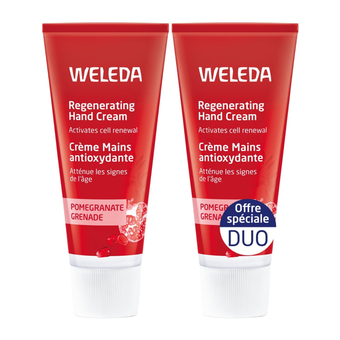 WELEDA - Duo Crème Mains antioxydante à la Grenade - Active le renouvellement cellulaire, action anti-oxydante - Vegan*- Certifié Natrue**- Tube 50 ml  x 2