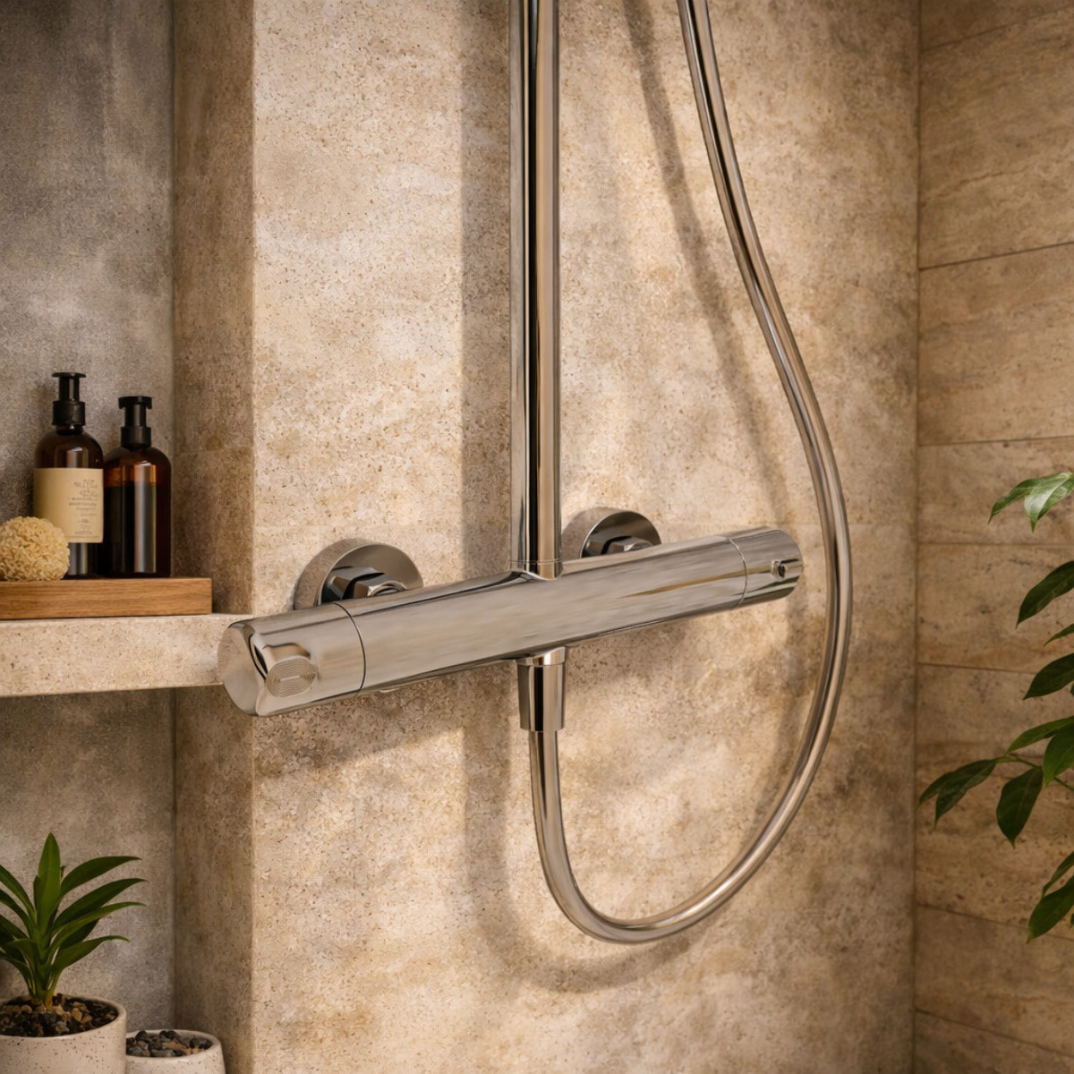 Columna de Ducha | Cromada | con Grifo | Monomando | Altura Ajustable | Alday