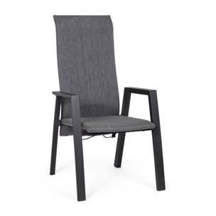 Set 4 sedie reclinabili da giardino PALMA in tessuto e struttura in alluminio antracite