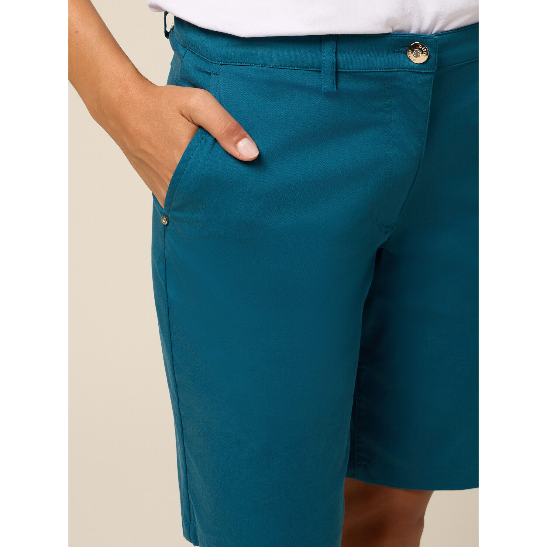 Oltre - Bermudas de mezcla de algodón - Petrol Blue