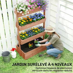 Jardinière bois pré-huilé 4 niveaux dim. 85 x 45 x 140 cm