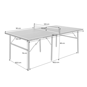 Table de ping pong d'intérieur médium avec 2 raquettes et 3 balles  TABLE DE PING PONG MEDIUM PLIABLE