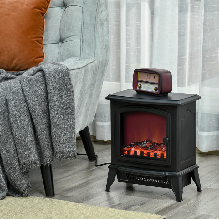Chimenea Eléctrica Portátil 1000/2000W con Llama Simulada Termostato Ajustable y Protección Sobrecalentamiento para Salas de hasta 25m² 36,5x24x45,5 cm Negro