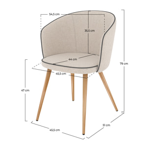 Lot de 2 chaises en tissu beige - Chiara