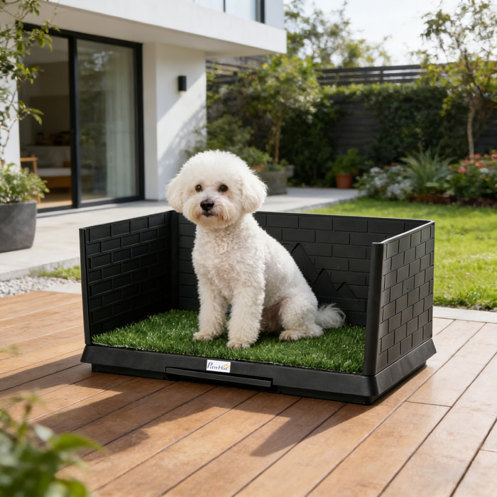 Litière gazon synthétique chiens avec rebords tiroir à déjection intégré