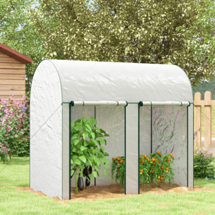 Invernadero Pequeño Invernadero de Exterior con Doble Puerta con Cremallera y Cubierta de PE Invernadero para Cultivar Plantas Flores 200x100x178 cm Blanco