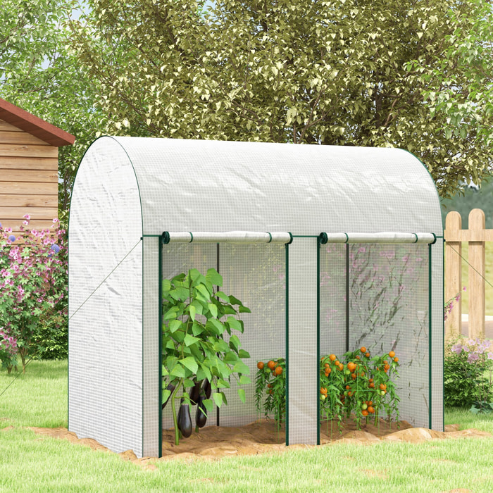 Invernadero Pequeño Invernadero de Exterior con Doble Puerta con Cremallera y Cubierta de PE Invernadero para Cultivar Plantas Flores 200x100x178 cm Blanco
