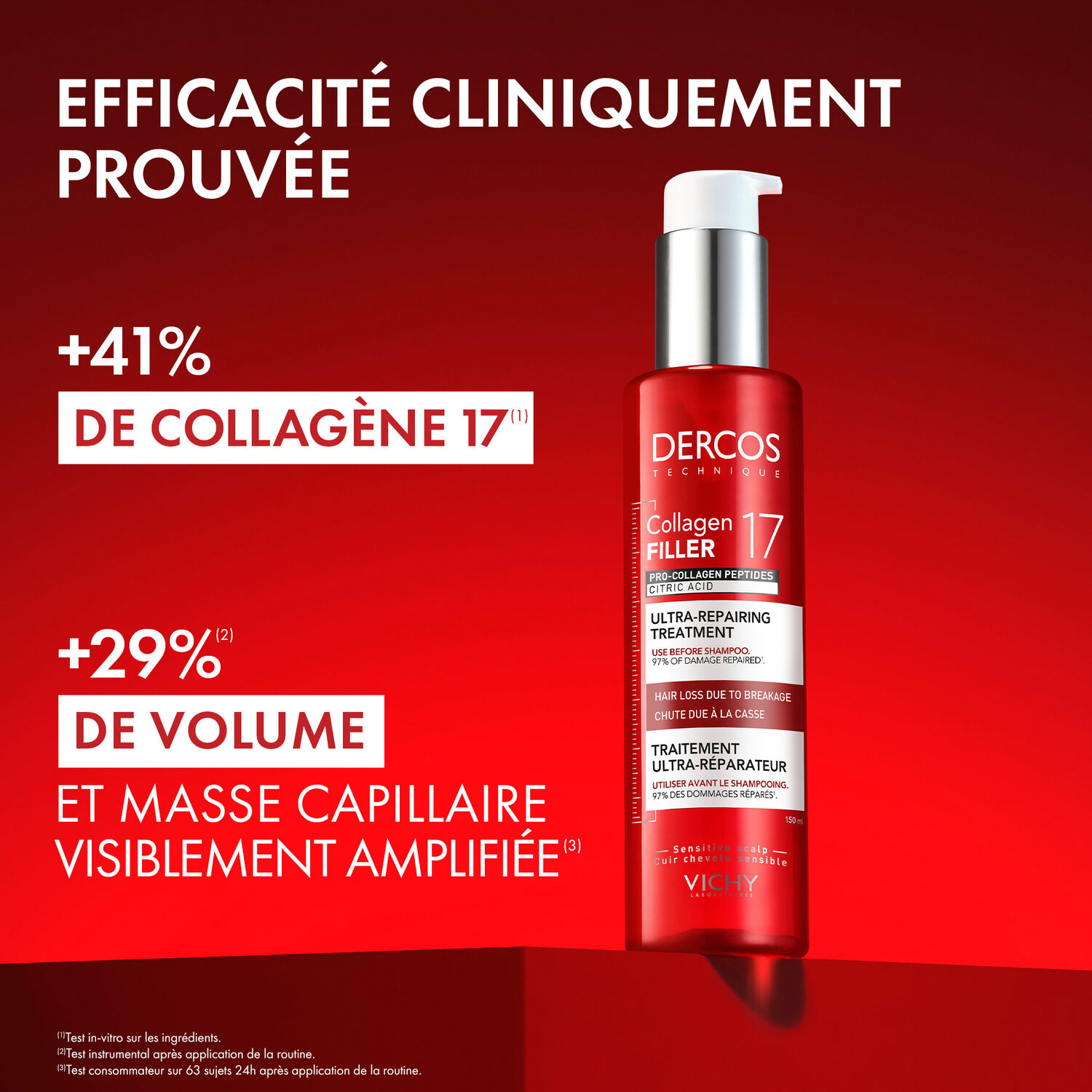 Dercos Collagen Filler - Pré-Shampoing Fortifiant Réparateur Intense Anti-Casse