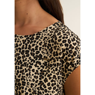 T-shirt Manica Corta in Viscosa fantasia Animalier