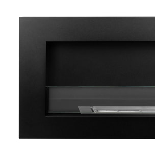 Siena 120 - Camino a Bioetanolo da Parete 120x41x15 cm con Bruciatore 1,25lt in Acciaio Nero