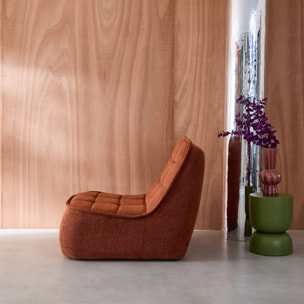 Chauffeuse bouclette texturée 1 place terracotta L 93 x P 104 x H 85cm - Boni