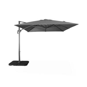 Parasol déporté rectangulaire gris 3x4m + dalles à lester 50x50cm