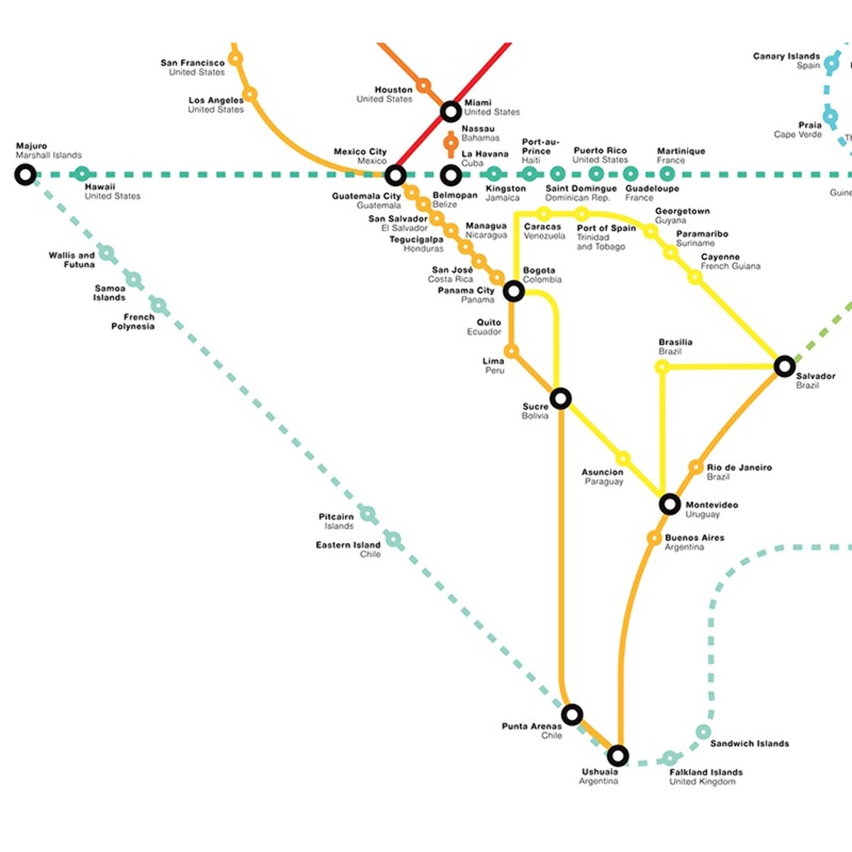 Affiche 50 x 70 cm - World Metro Map - Olivier Bourdereau