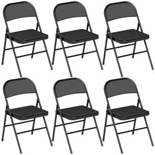 Lot de 6 chaises pliantes assise dossier rembourrés acier synthétique noir
