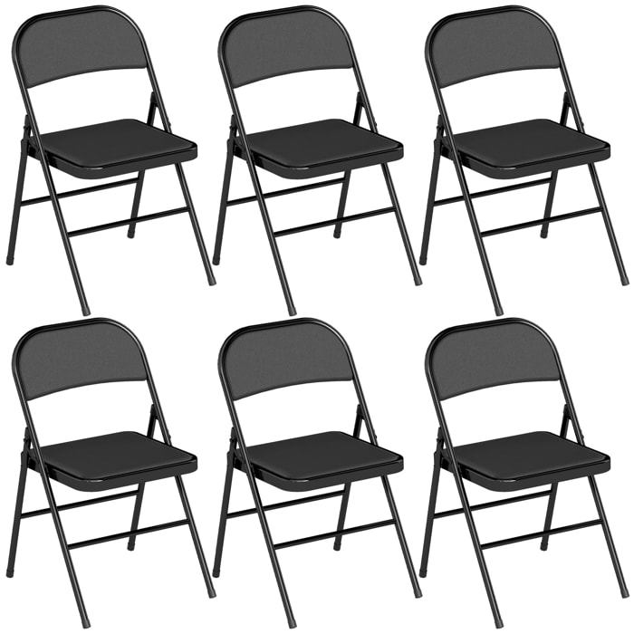 Lot de 6 chaises pliantes assise dossier rembourrés acier synthétique noir