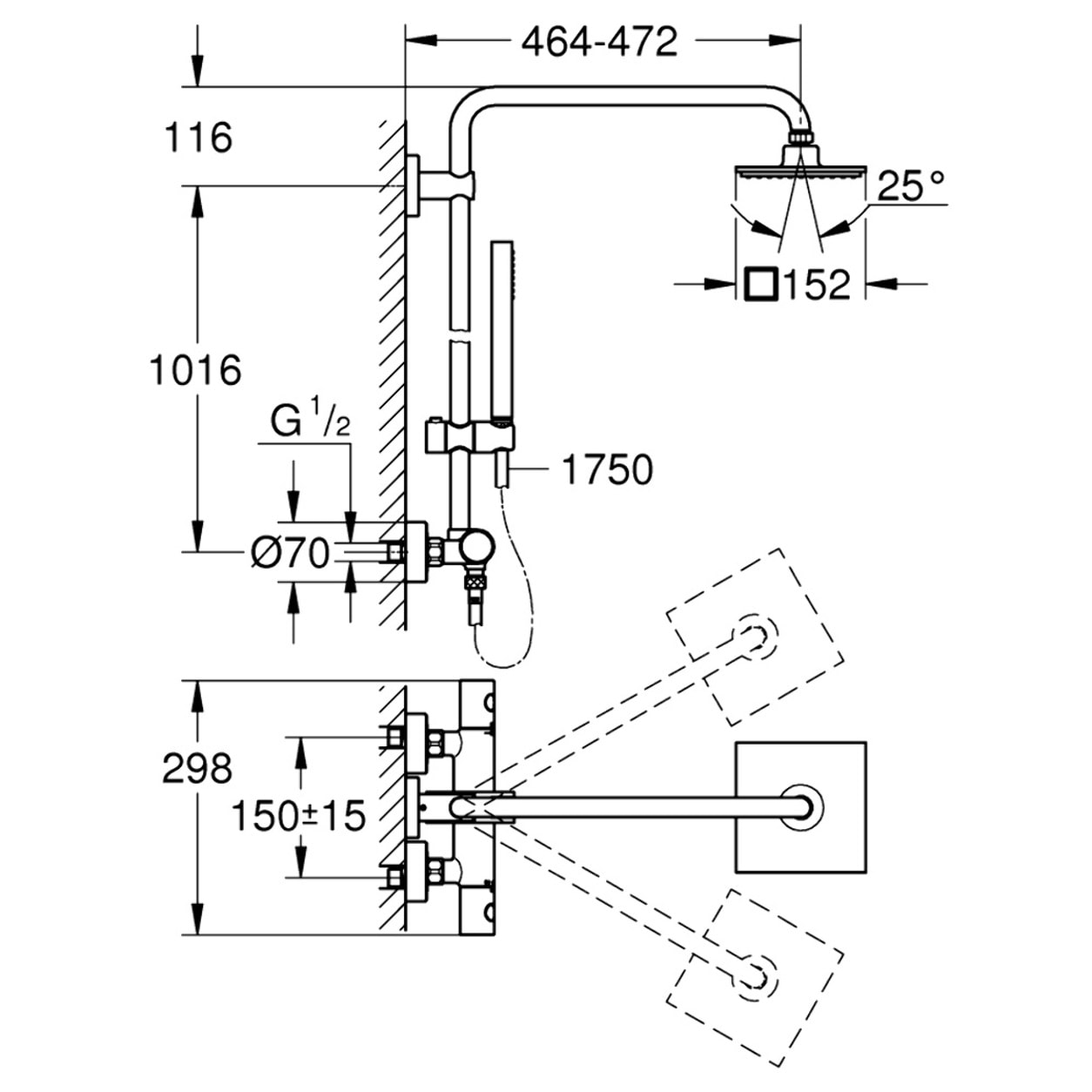 GROHE Colonne de Douche avec Mitigeur Thermostatique Euphoria System 150 27932000