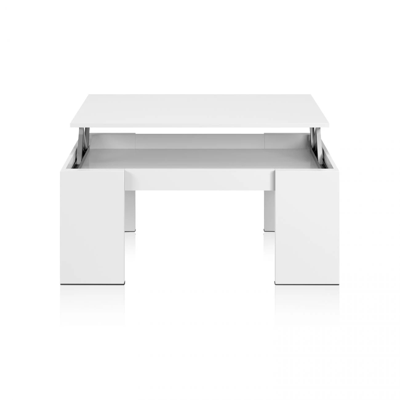 Mesa de centro elevable con almacenaje oculto en blanco 100x43-55 cm Calex Blanco