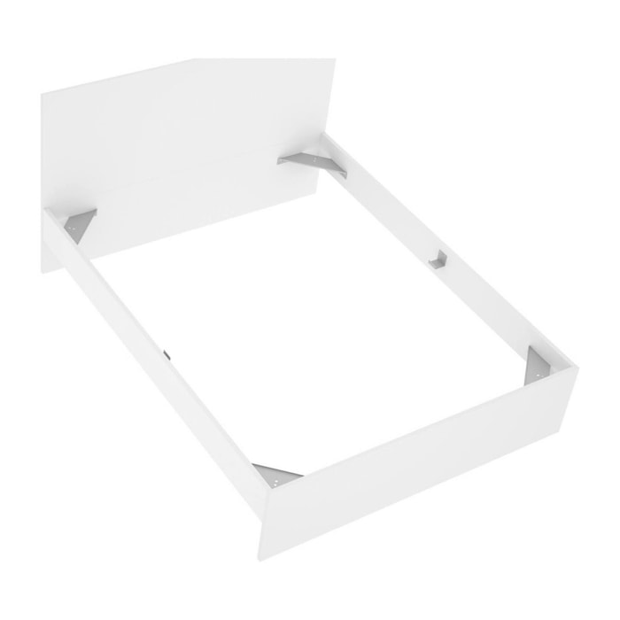 Letto alla franceseUlika, Sommier per camera da letto, Giroletto per stanza, Struttura porta materasso, 246x195 h100 cm, Bianco