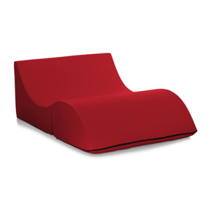 Letto pieghevole Annabella, Pouf trasformabile in letto matrimoniale, 100% Made in Italy, Pouf trasformabile in una chaise longue in ecopelle, Cm 100x200h70, Rosso