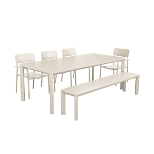 Table de jardin aluminium + 4 assises + 1 banc SAVANNAH + SACRAMENTO + MADISON