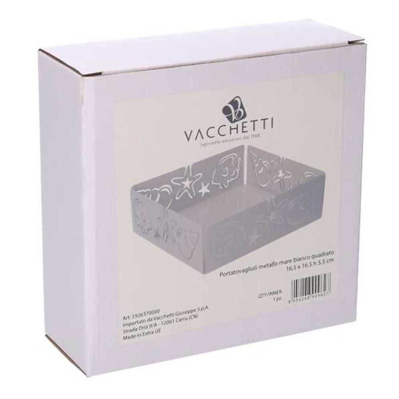 Portatovaglioli in metallo mare bianco quadrato cm16,5x16,5x5,5