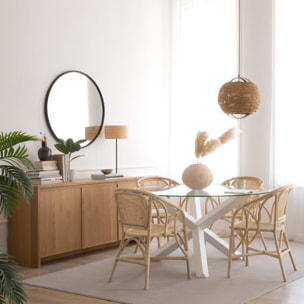 Buffet Nairobi -panneau en tôle naturelle et panneau stratifié technique-couleur chêne naturel 160 x 80 x 45 cm