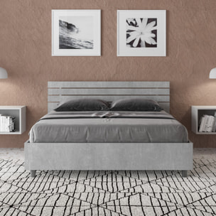 Letto matrimoniale francese senza rete 140x190 testata inclinata con doghe cemento Ankel