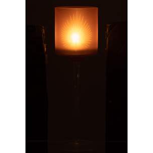 J-Line photophore + Pied Feuille de palmier - verre - beige - large