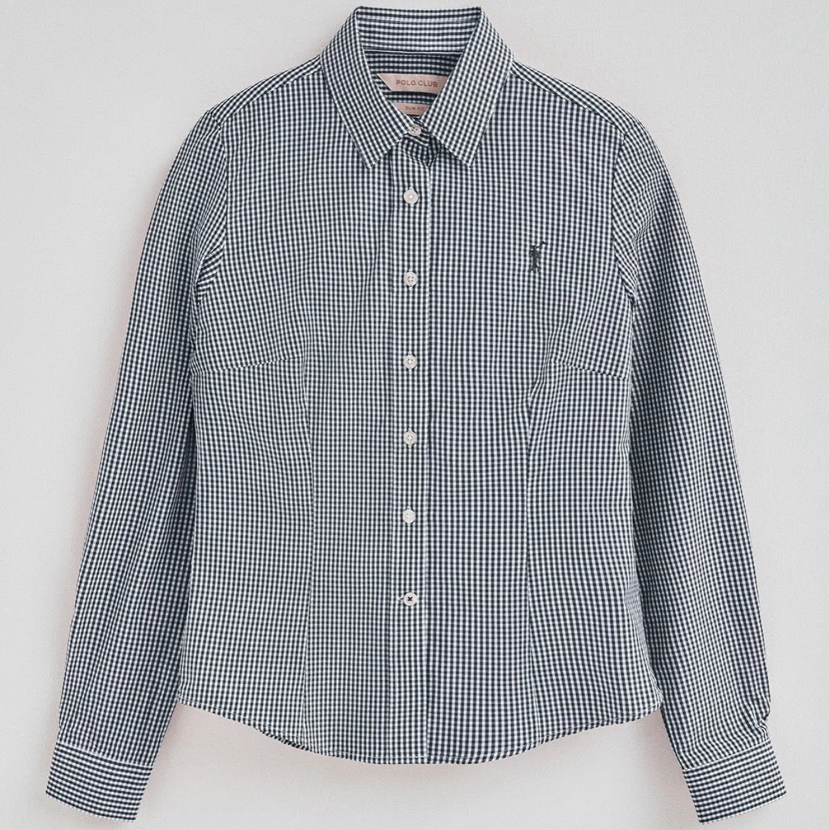 Camisa de cuadros vichy azul marino con logo Rigby Go