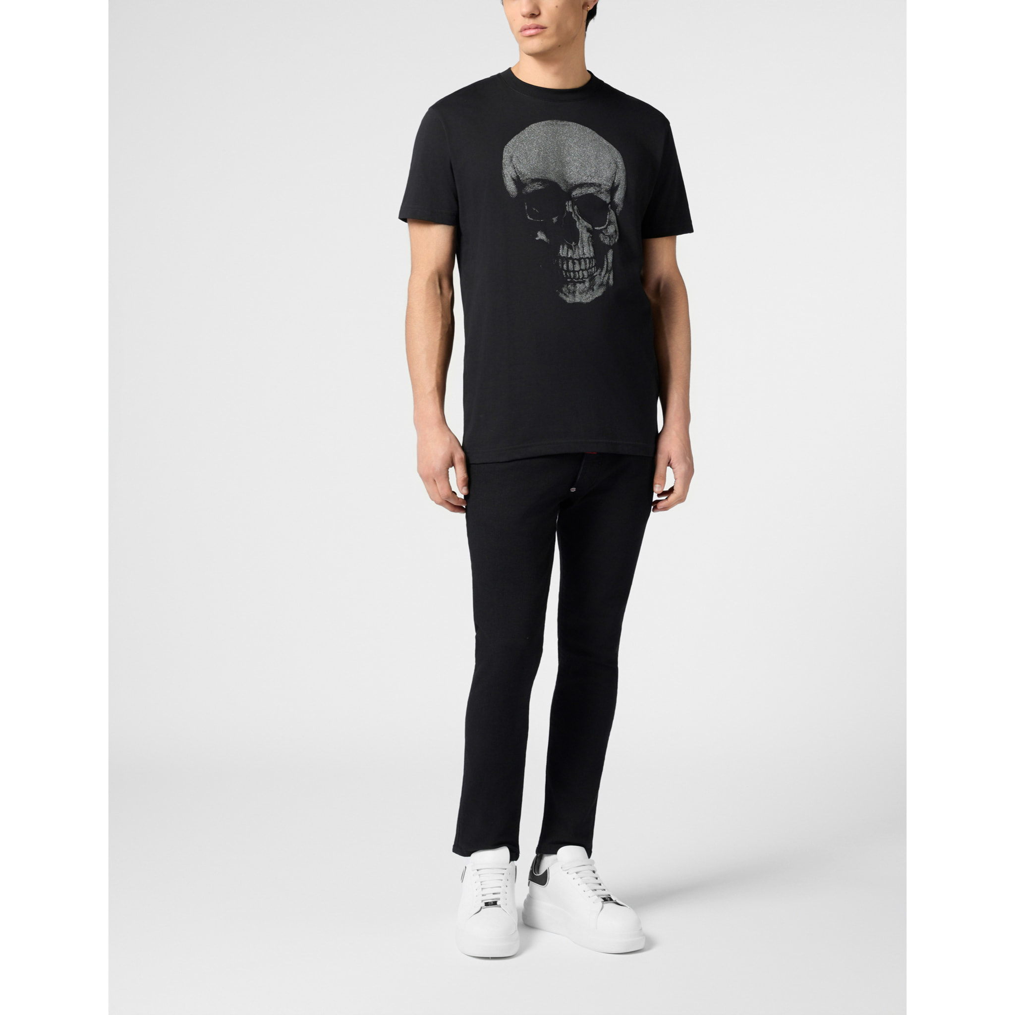 PHILIPP PLEIN Round Neck T-Shirt Glitter Skull