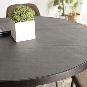 BASILE - Table à manger 120x120cm plateau noir effet pierre