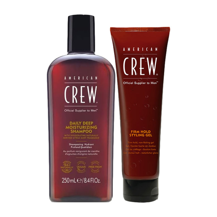 AMERICAN CREW Kit Daily deep Moisturizing Shampoo 250ml + Firm Hold Styling Gel 250ml
