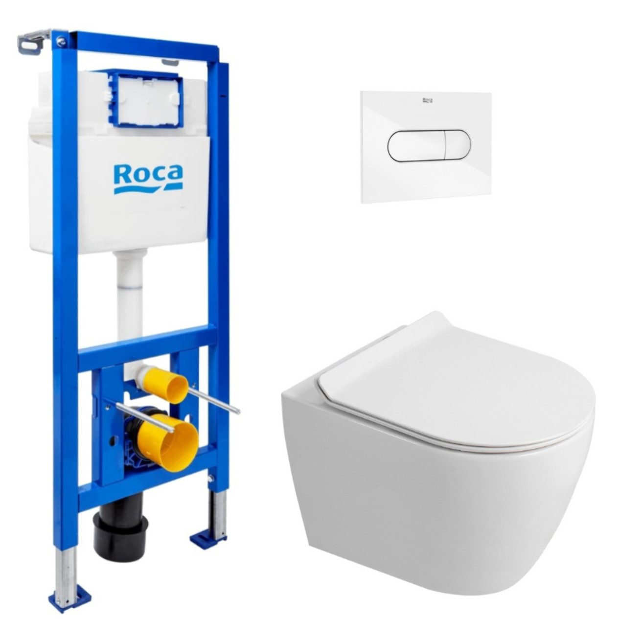 Pack WC bâti-support + WC suspendu sans bride Ceramia PixL avec abattant SoftClose + plaque (ROCEPXWT01-FR)