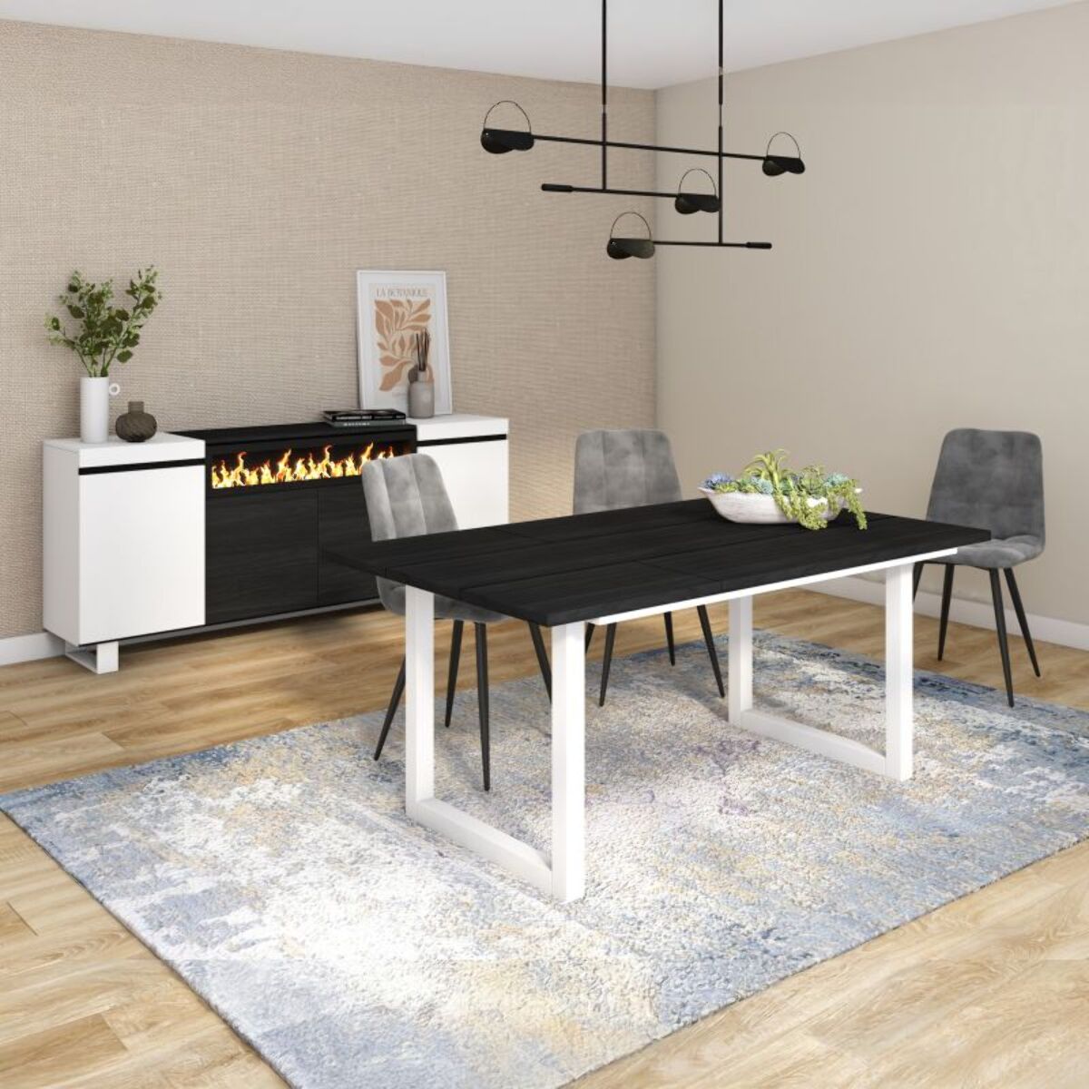 Mesa de comedor Altea 170 Negro Blanco