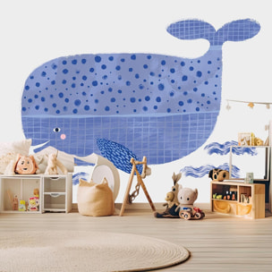 Papier peint enfant baleine bleue Intissé