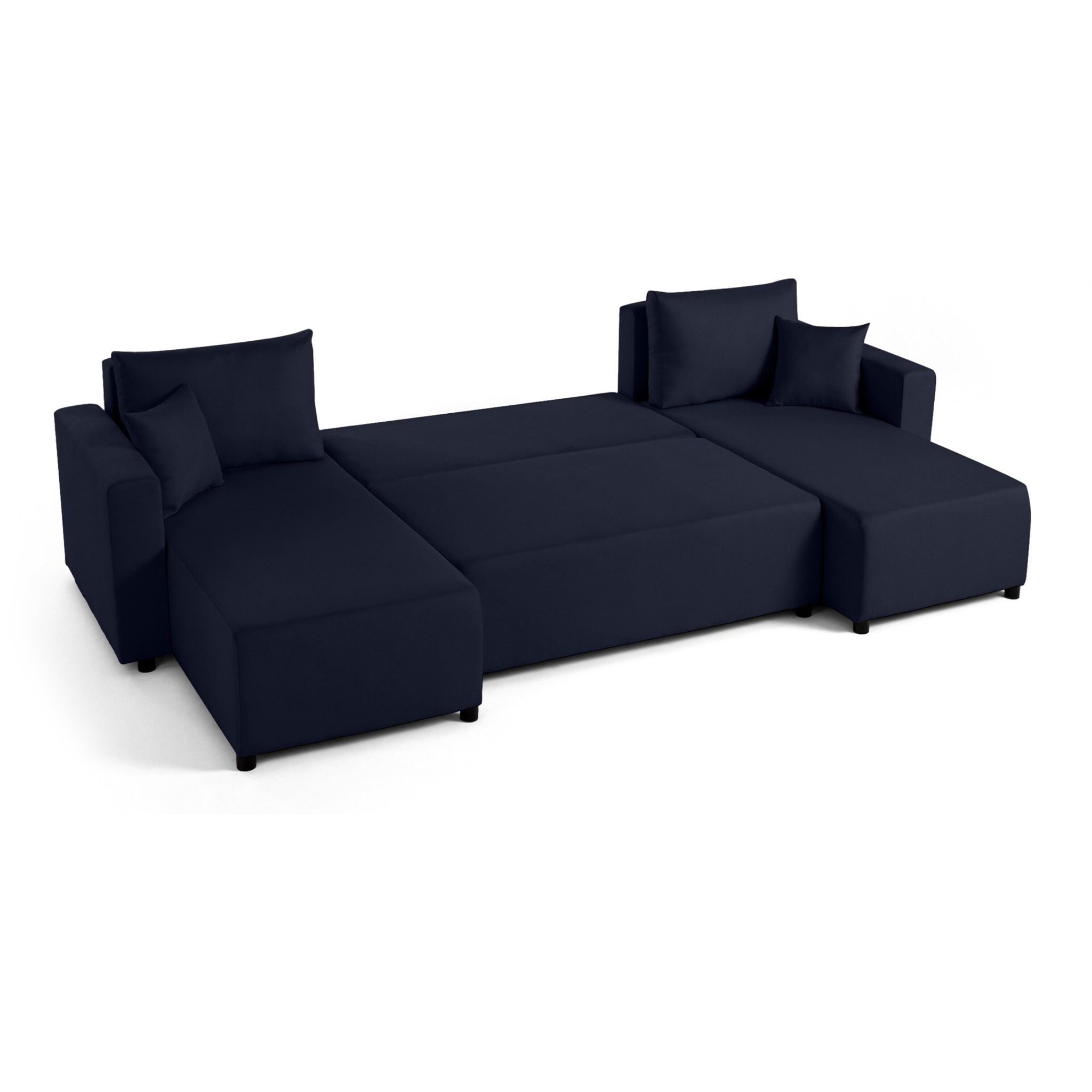Regala - canapé panoramique - 7 places - convertible avec coffre - en tissu - Bleu