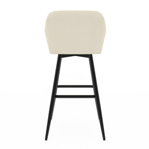 Tabourets de bar Ariana velours crème pieds métal - lot de 2