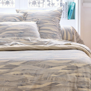 Taie d’oreiller coton 57 fils motif ondulé - Bleu