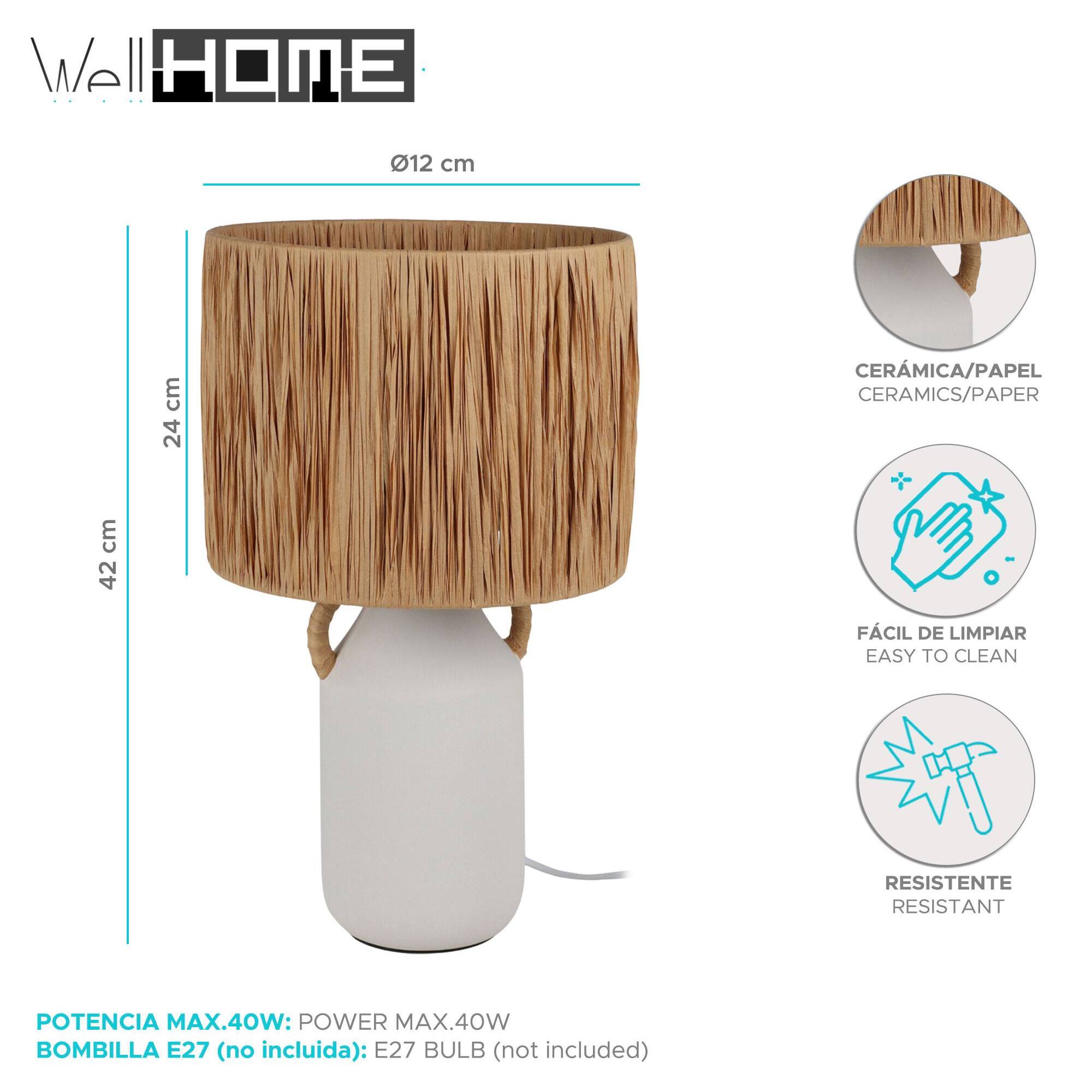 Well Home Lampara de mesa en ceramica 12x29cm