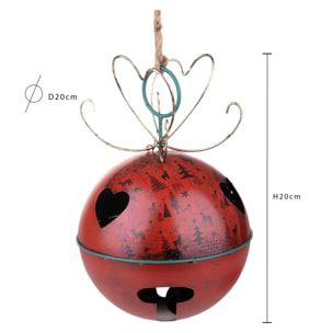 Sfera D.20 Cm con Led Metallo - Pezzi 1 - Colore:Rosso - Bianchi Dino - -