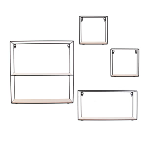 Etagere 4 Pieces Bois Metal 38x38x10cm
